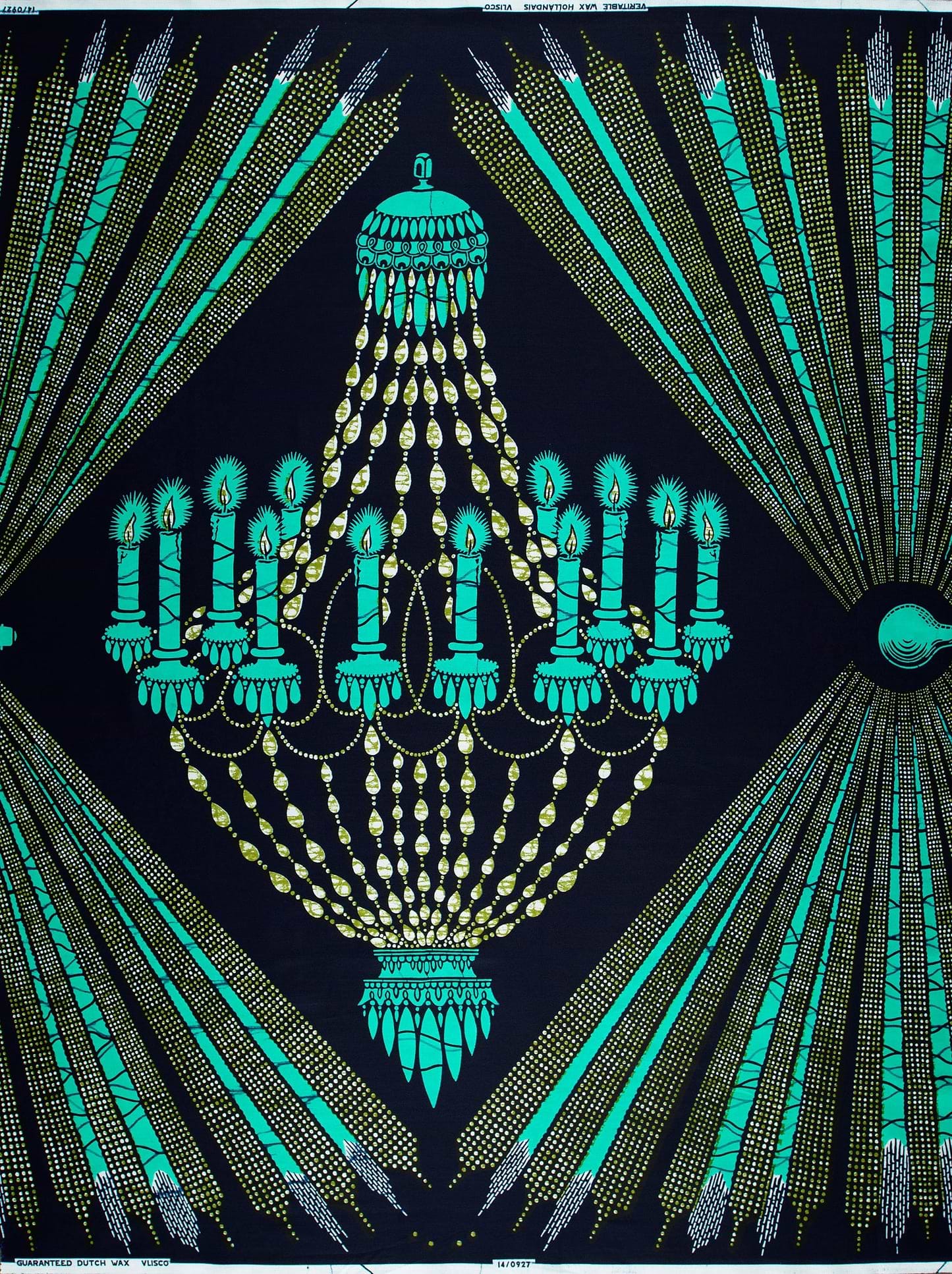 Teal gold chandelier pattern dark wax hollandais vl00927.098