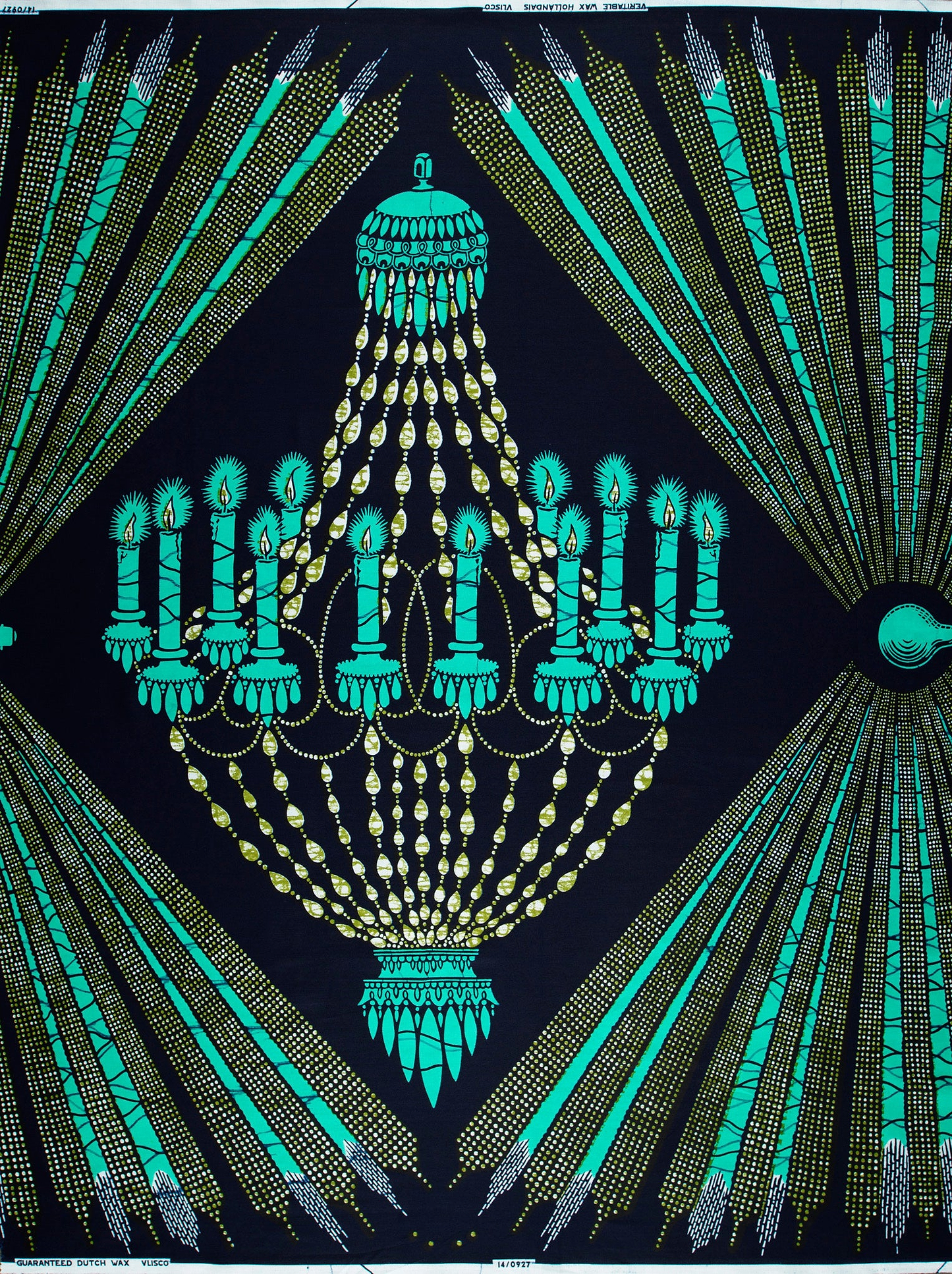Teal gold chandelier pattern dark wax hollandais vl00927.098