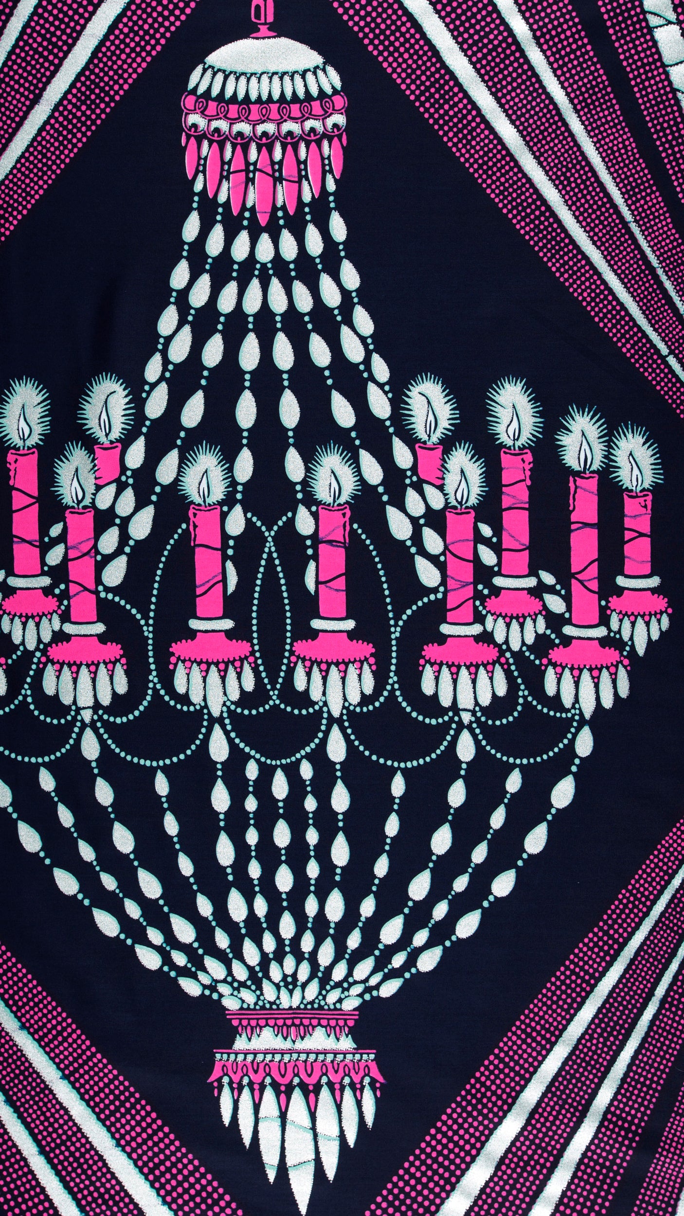 Vibrant pink white chandelier pattern wax hollandais vl00927.099