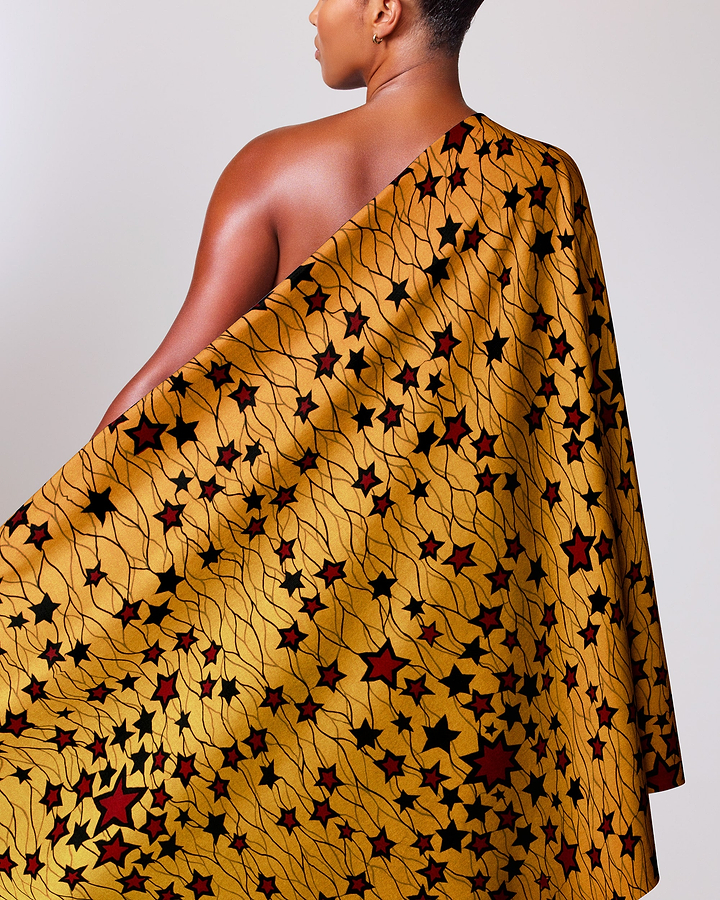 Vibrant yellow one-shoulder dress adorned wax hollandais vl00954.138