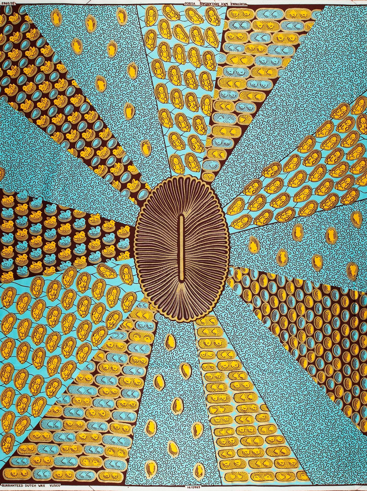 Vibrant geometrically patterned fabric turquoise wax hollandais vl00963.158