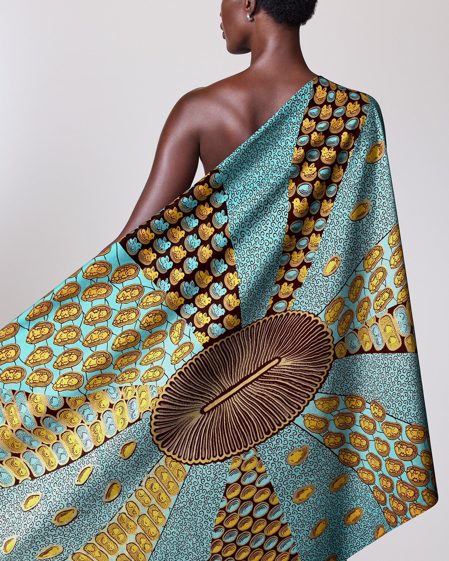 Vibrant turquoise gold patterned african wax hollandais vl00963.158