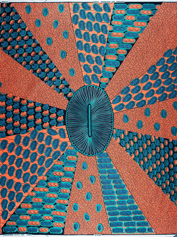 Vibrant orange teal geometric patterned wax hollandais vl00963.159