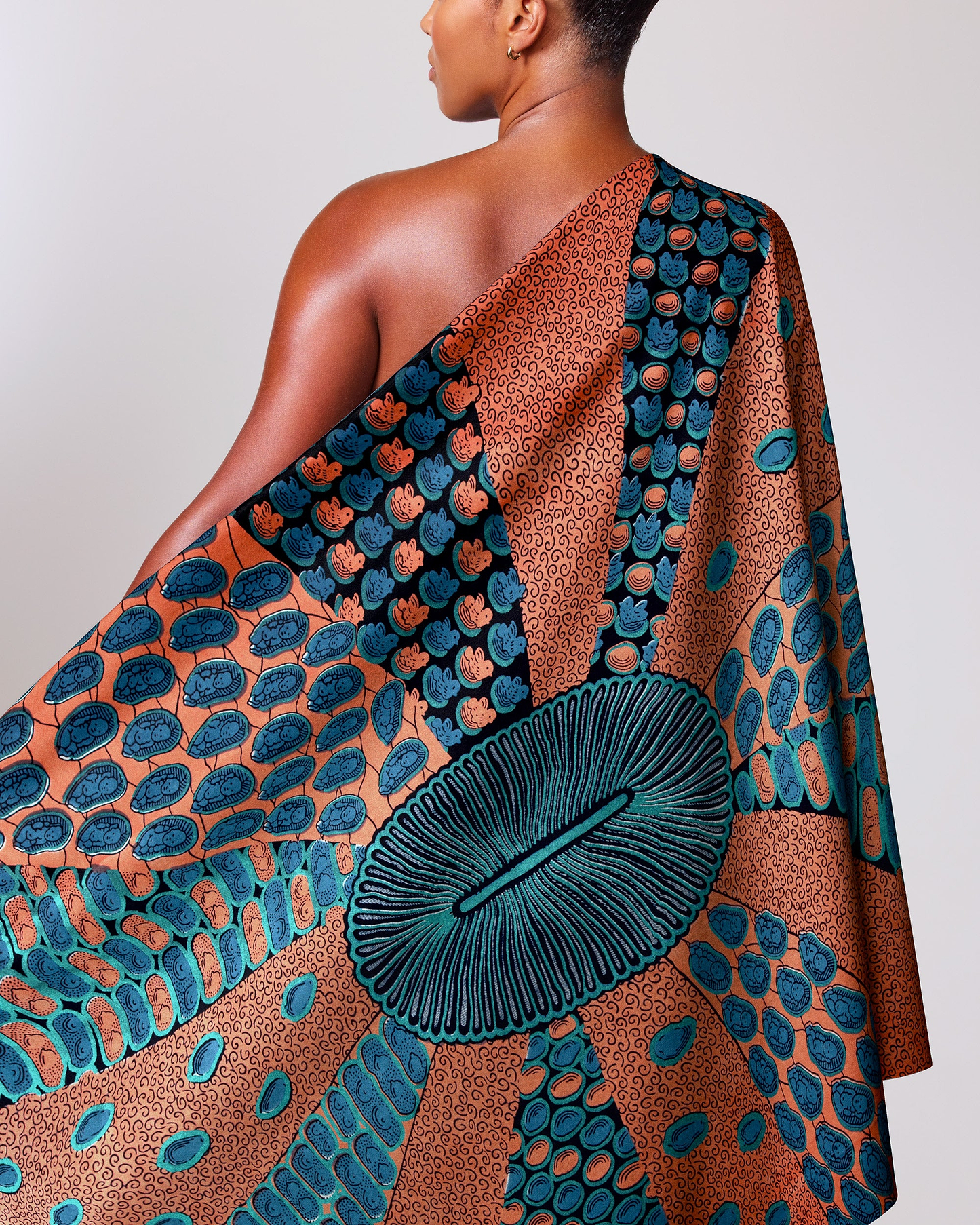 Vibrant one-shoulder wrap dress bold wax hollandais vl00963.159