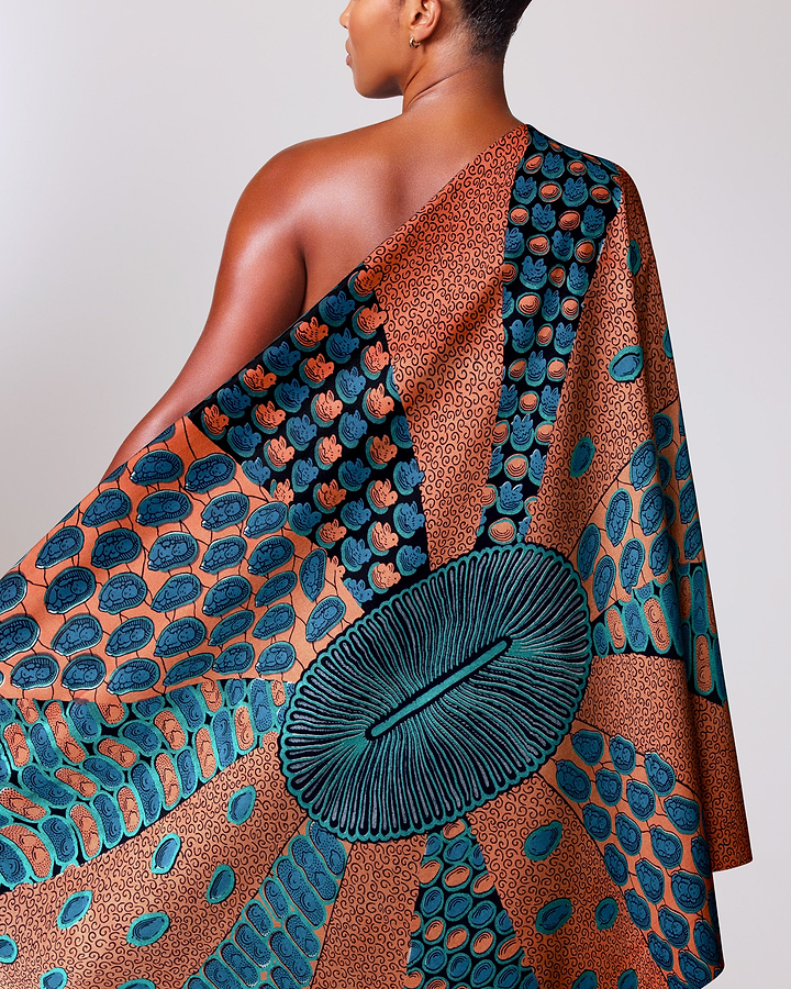 Vibrant one-shoulder wrap dress bold wax hollandais vl00963.159