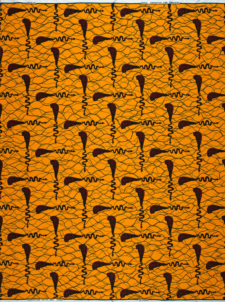 Orange fabric brown abstract pattern wax hollandais vl00990.071
