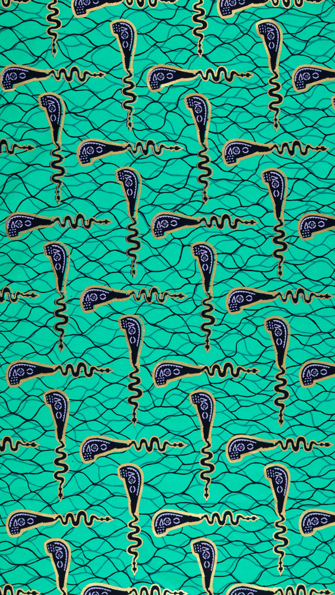 Vibrant teal fabric pattern stylized wax hollandais vl00990.089