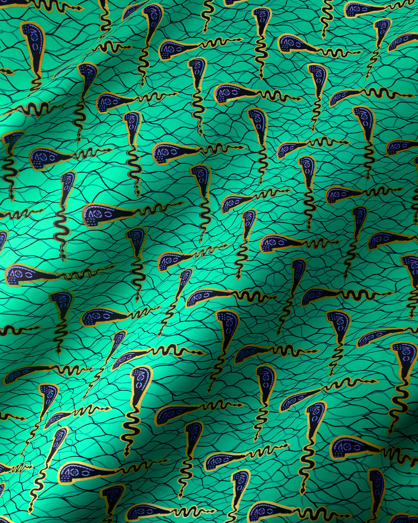 Vibrant teal fabric bold pattern wax hollandais vl00990.089