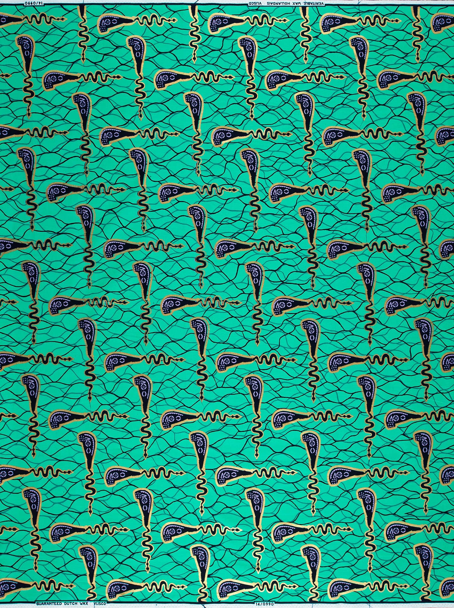 Vibrant teal african print fabric wax hollandais vl00990.089