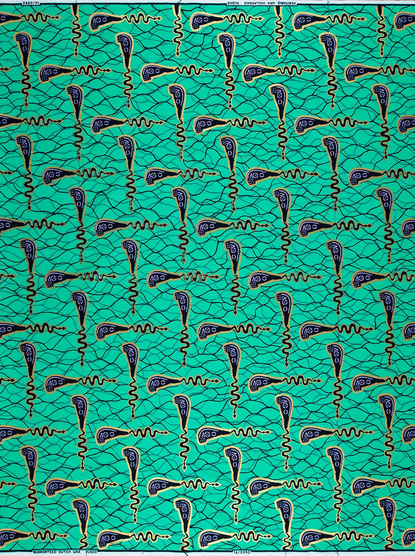Vibrant teal african print fabric wax hollandais vl00990.089
