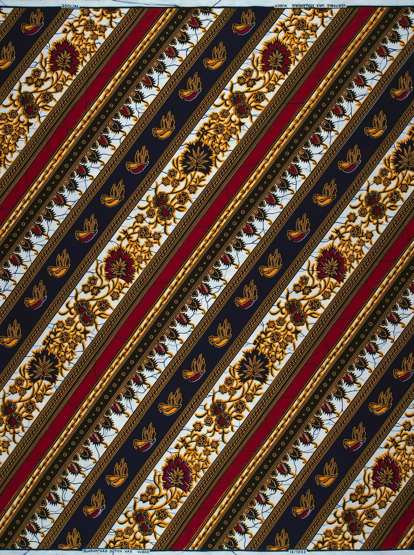 Striped floral patterned fabric wax hollandais vl01003.087