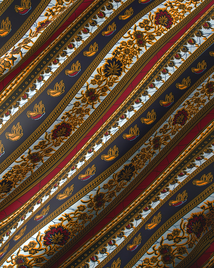 Striped floral fabric wax hollandais vl01003.087