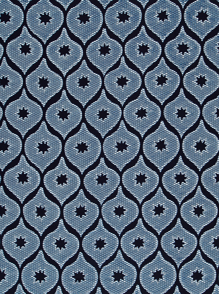 Blue black patterned fabric geometric wax hollandais vl01070.118