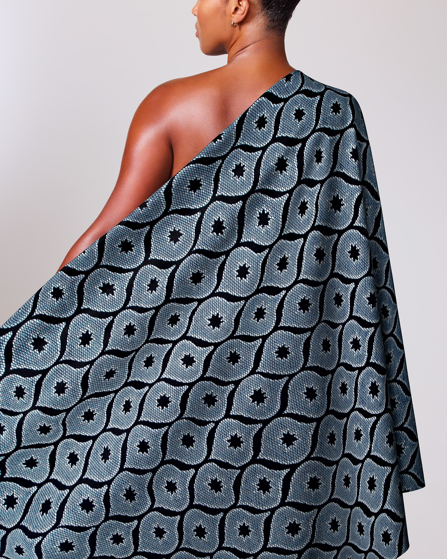 One-shoulder wrap dress dark gray wax hollandais vl01070.118