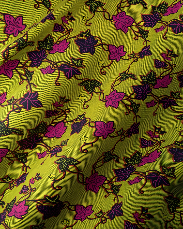 Green fabric purple pink leaf wax hollandais vl01092.199