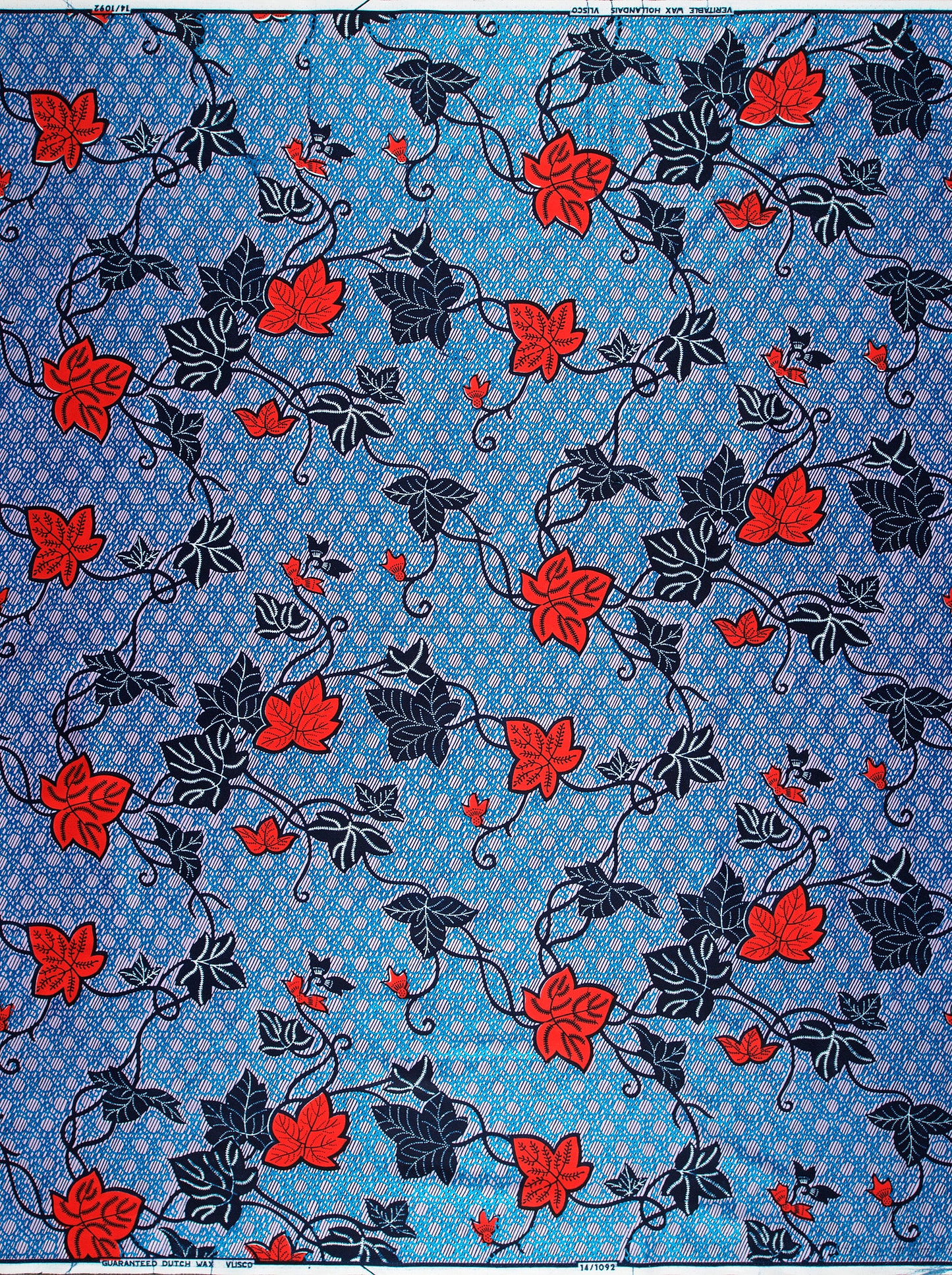 Blue fabric vibrant pattern red wax hollandais vl01092.252