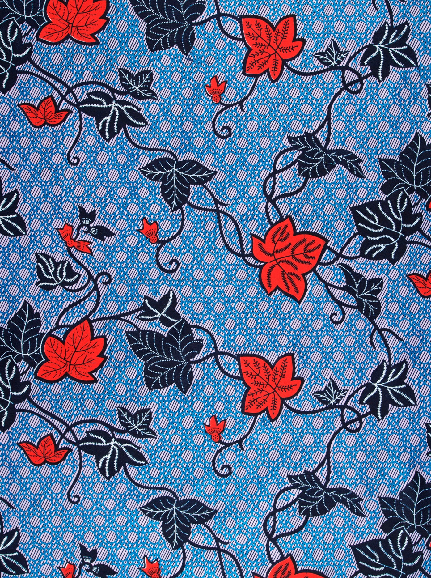 Blue fabric pattern red black wax hollandais vl01092.252
