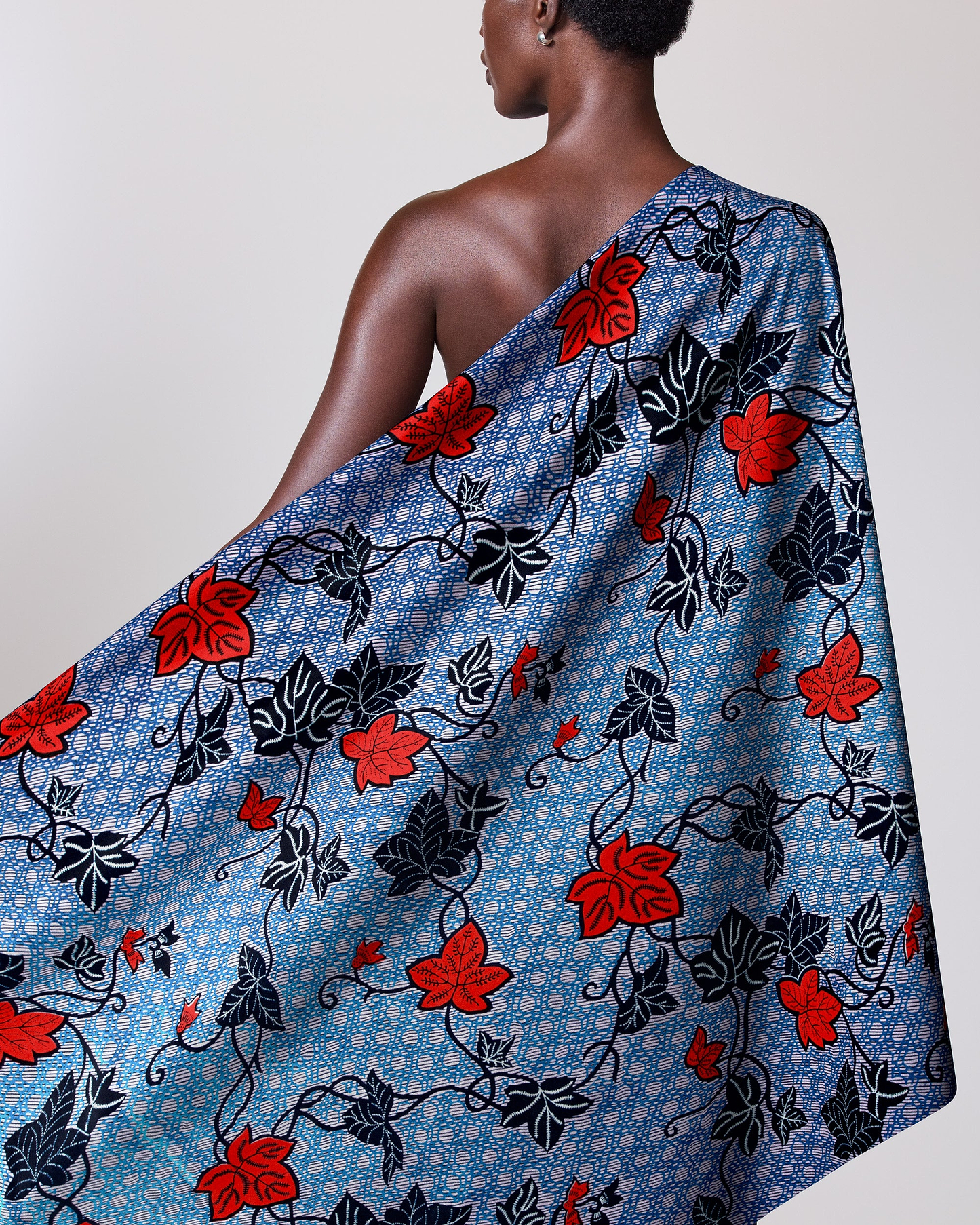 Blue fabric bold red black wax hollandais vl01092.252