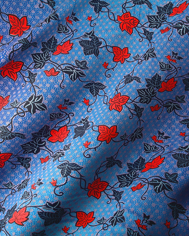 Blue fabric vibrant pattern red wax hollandais vl01092.252