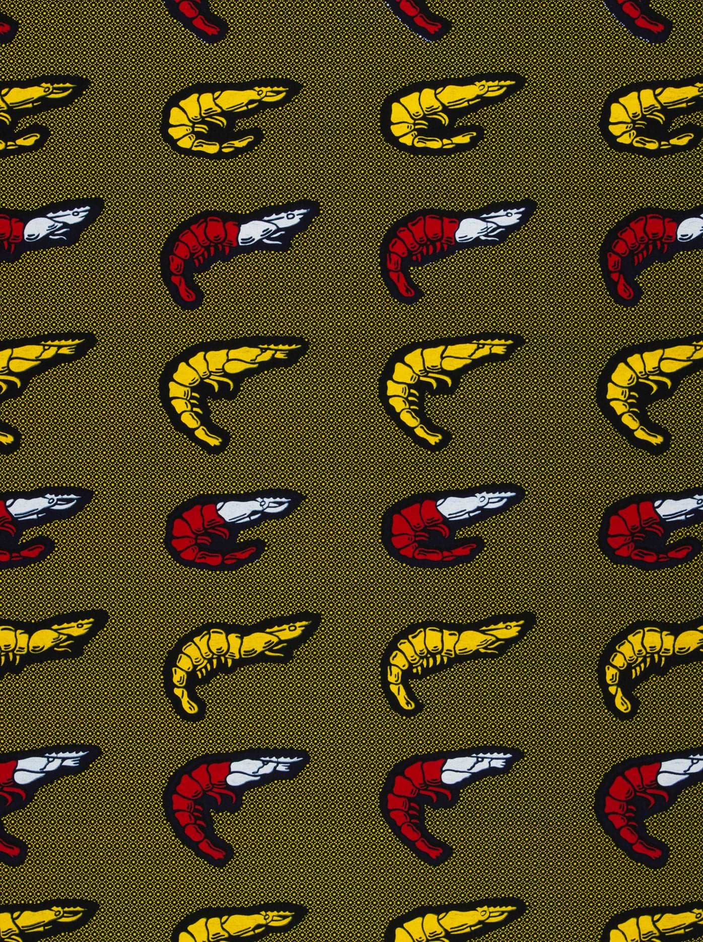 Bold yellow red shrimp illustrations wax hollandais vl01149.119