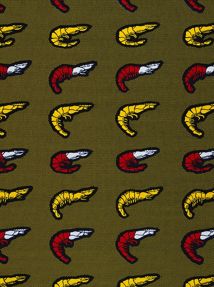 Bold yellow red shrimp illustrations wax hollandais vl01149.119