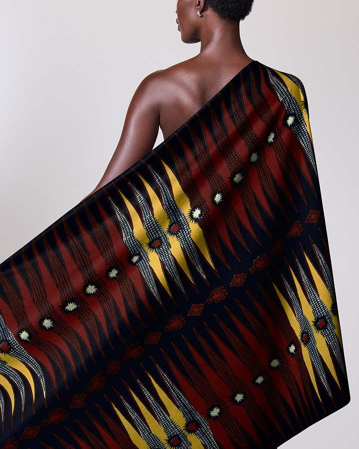 Vibrant one-shoulder wrap dress bold wax hollandais vl01178.253