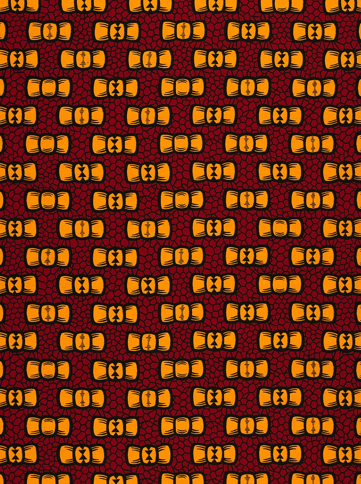 Vibrant orange geometric motifs deep wax hollandais vl01300.028