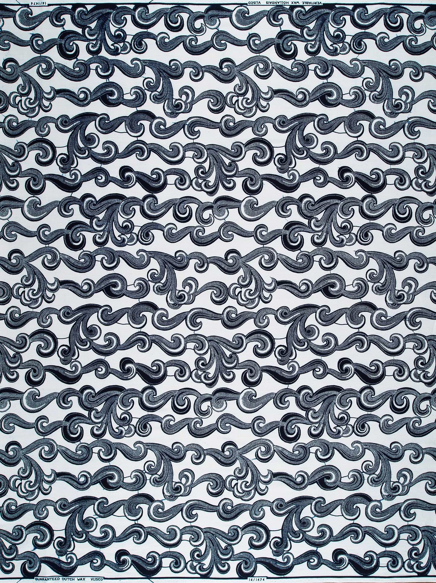 Black white patterned fabric ornate wax hollandais vl01474.093