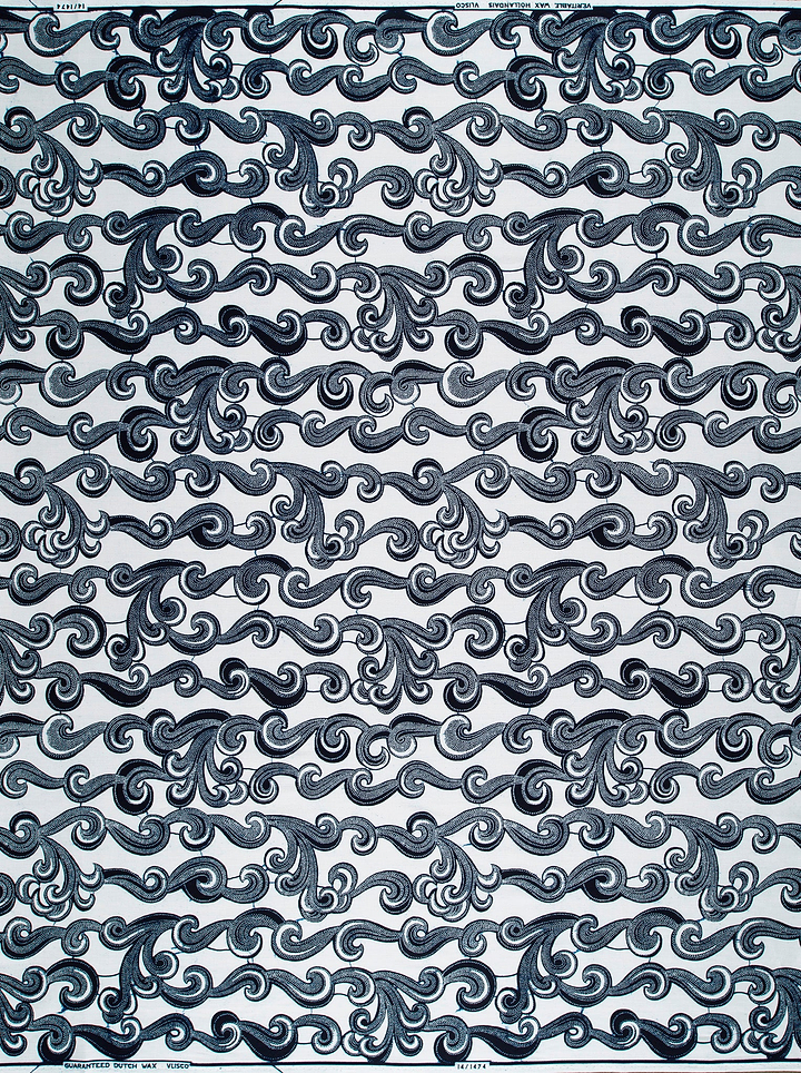 Black white patterned fabric ornate wax hollandais vl01474.093