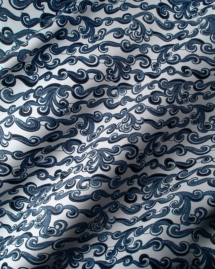 White fabric intricate navy blue wax hollandais vl01474.093