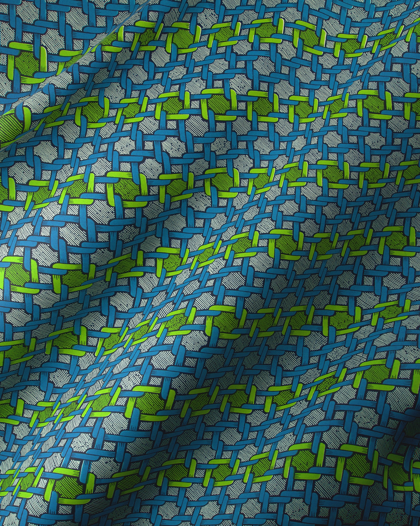 Blue lime green woven fabric wax hollandais vl01582.058