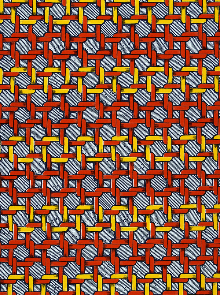 Interwoven red yellow pattern gray wax hollandais vl01582.059