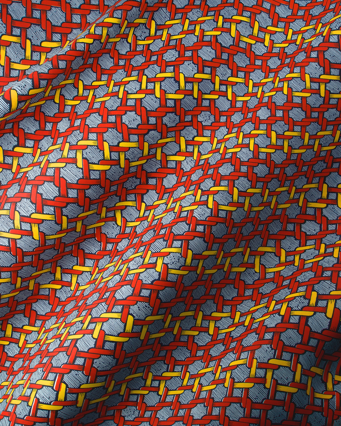 Woven red yellow pattern gray wax hollandais vl01582.059