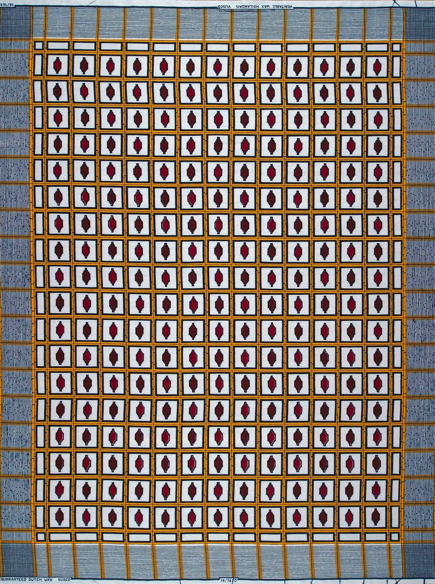 Geometrically patterned fabric grid white wax hollandais vl01630.027