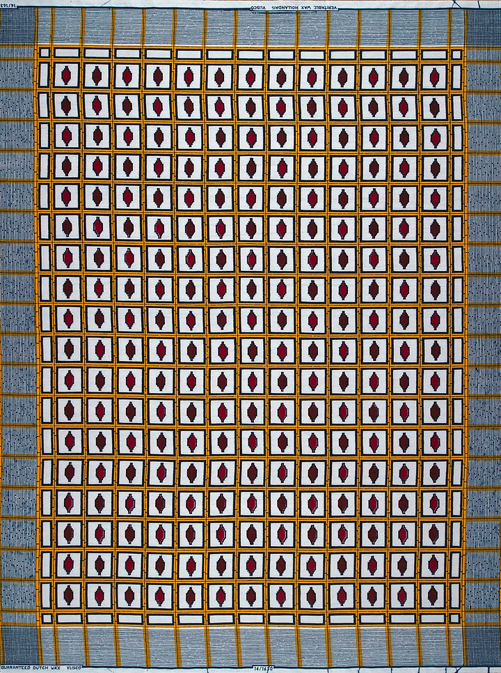 Geometrically patterned fabric grid white wax hollandais vl01630.027