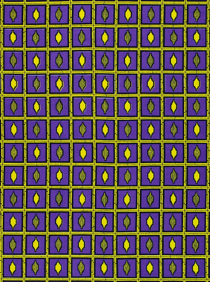 Purple yellow patterned fabric wax hollandais vl01630.031