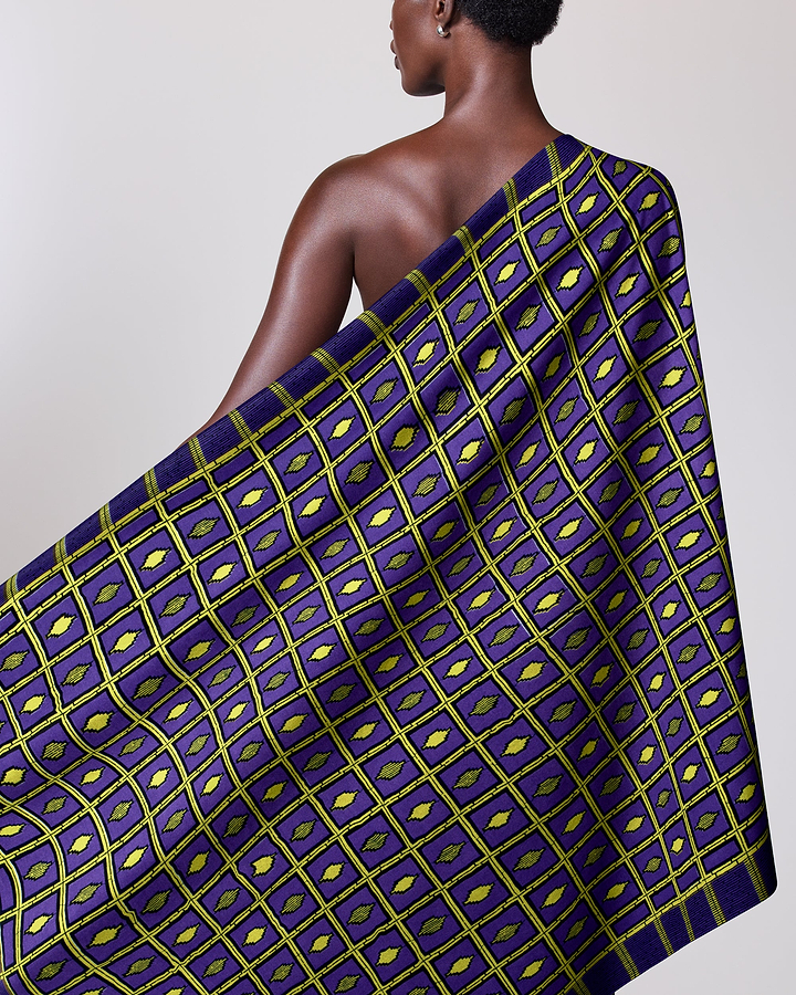 Vibrant purple lime green geometric-patterned wax hollandais vl01630.031
