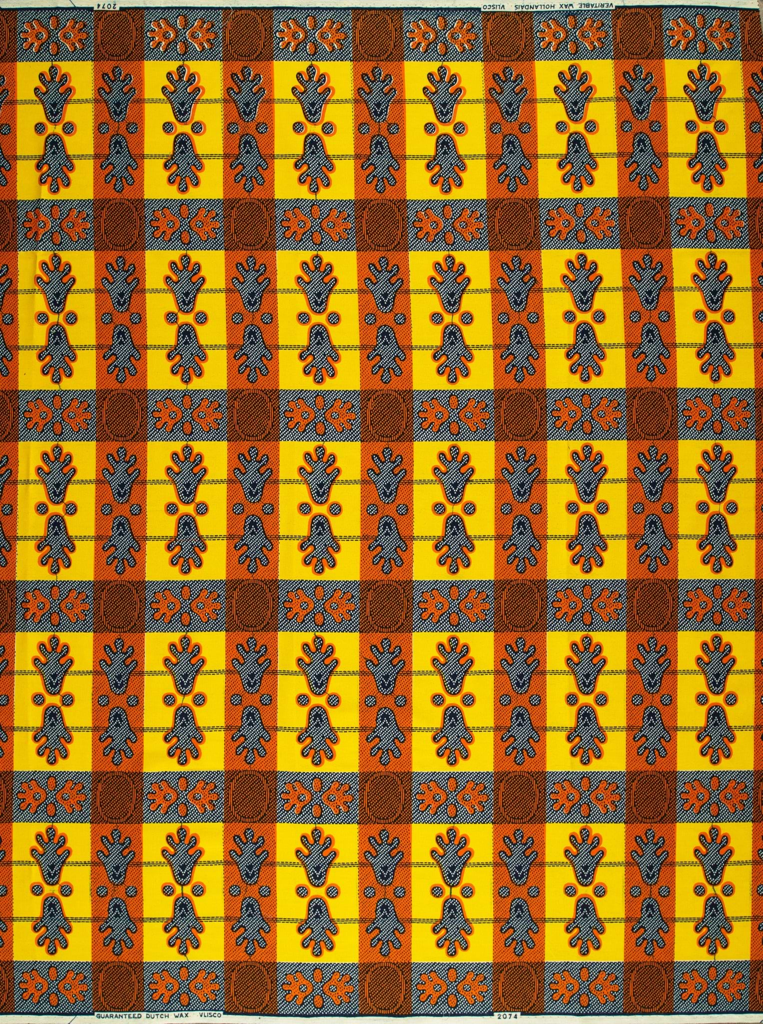 Vibrant orange yellow gray patterned wax hollandais vl02074.117