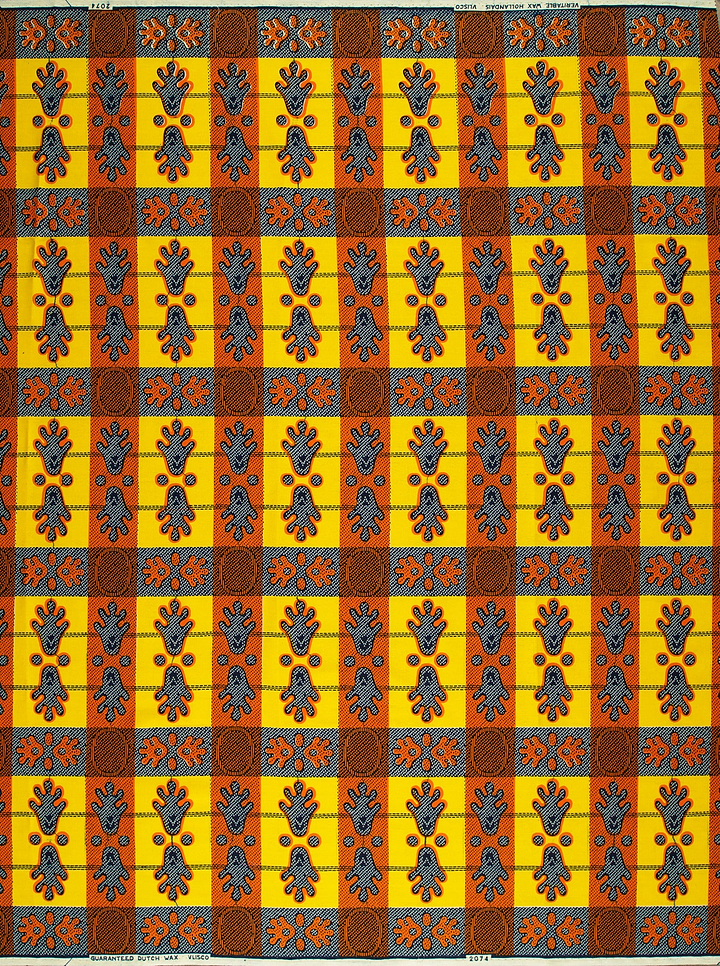 Vibrant orange yellow gray patterned wax hollandais vl02074.117