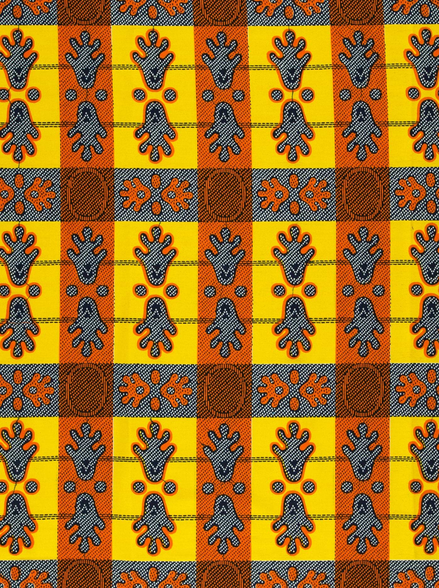 Vibrant yellow orange gray plaid wax hollandais vl02074.117
