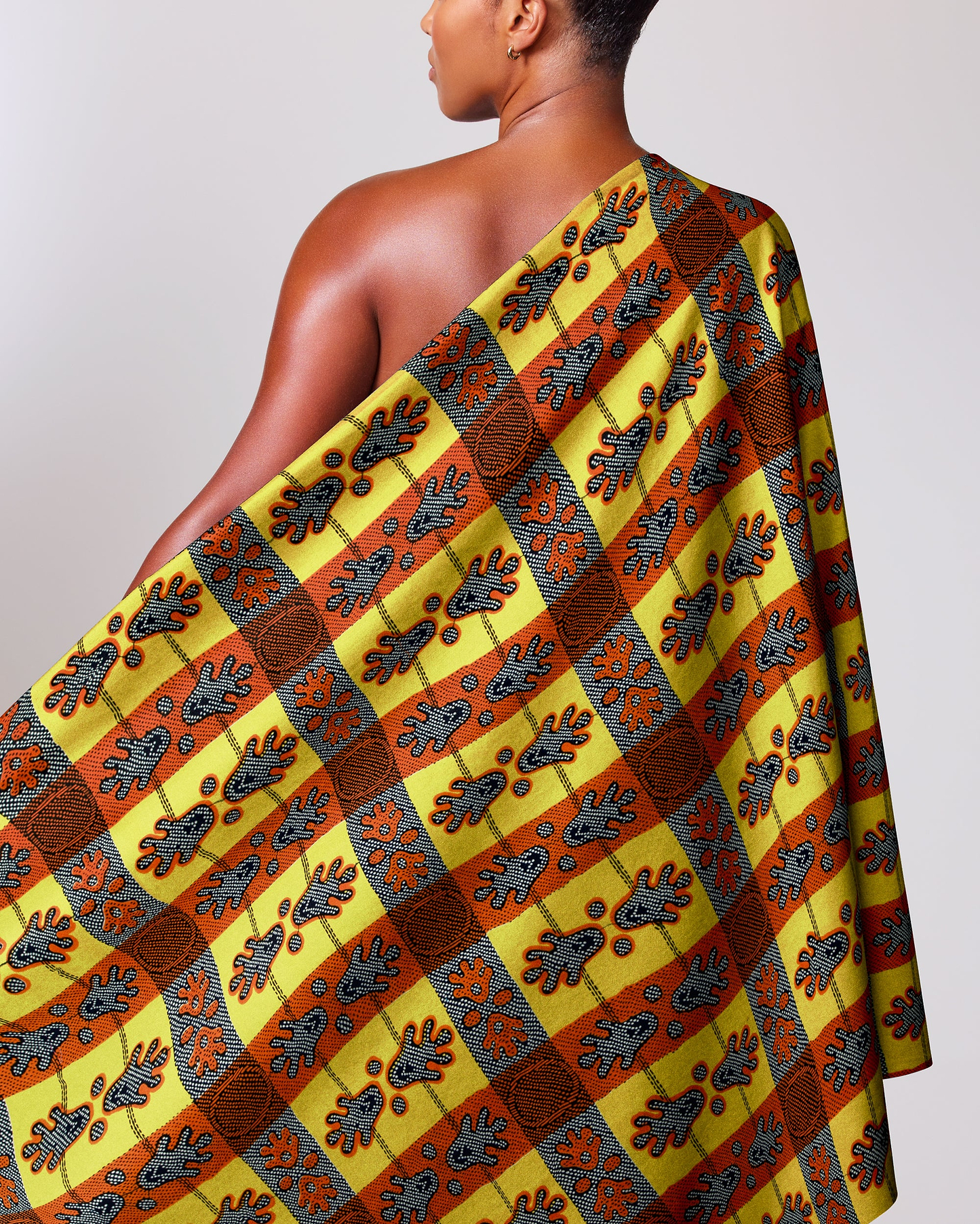 Vibrant yellow orange brown patterned wax hollandais vl02074.117