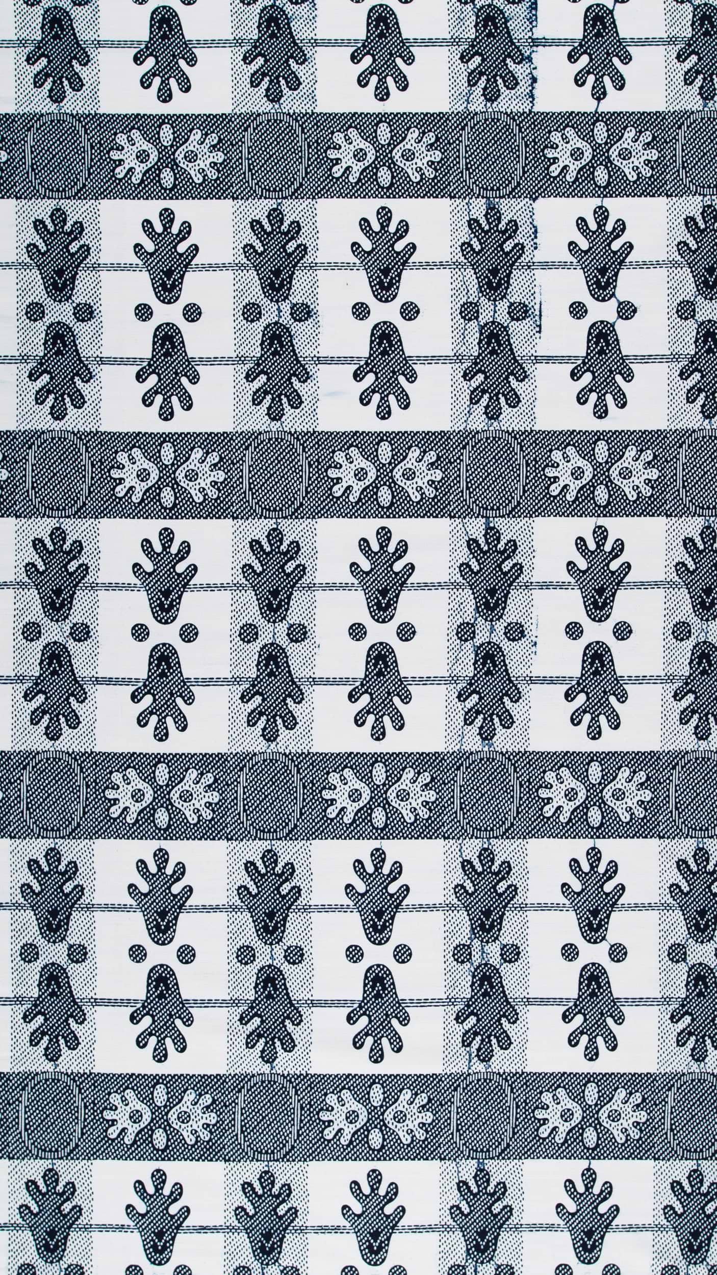Blue white patterned fabric stylized wax hollandais vl02074.165