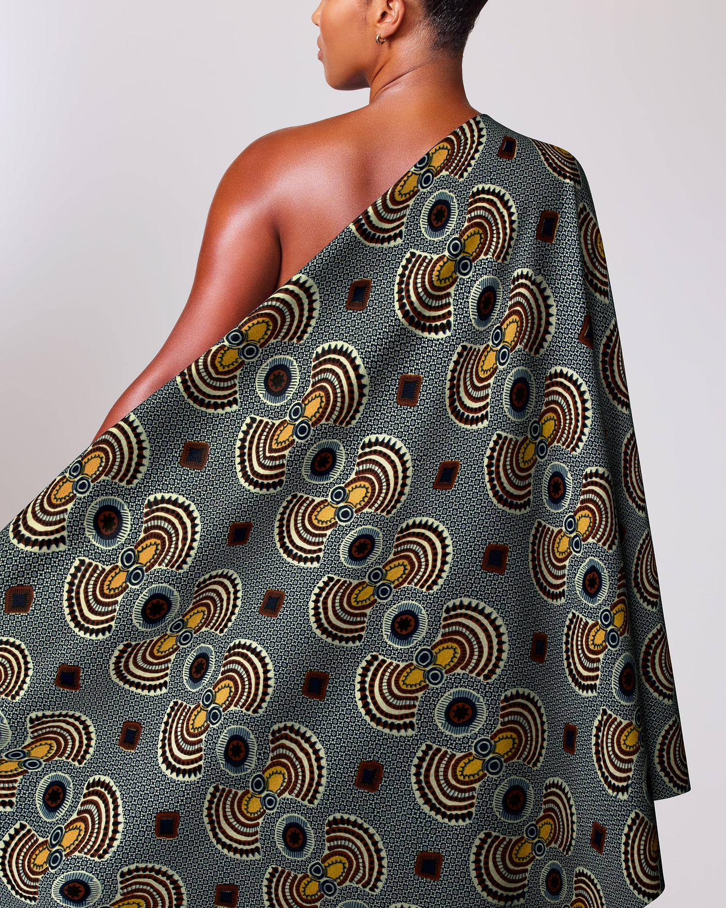 One-shoulder wrap dress made vibrant wax hollandais vl02100.115