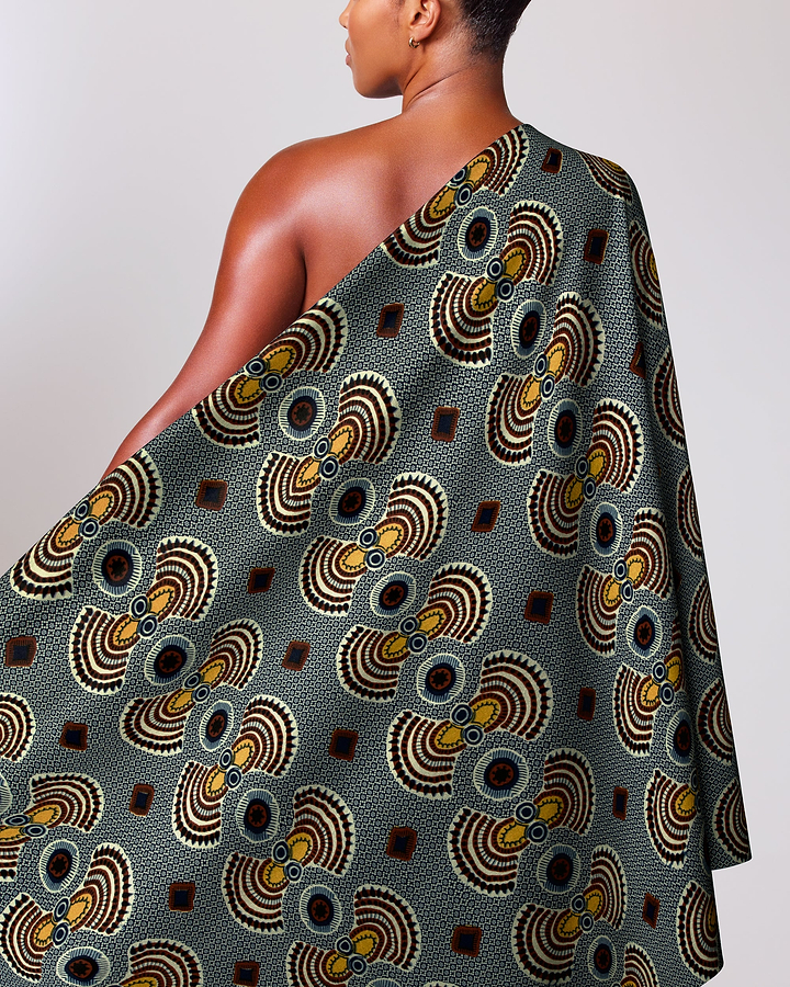 One-shoulder wrap dress made vibrant wax hollandais vl02100.115