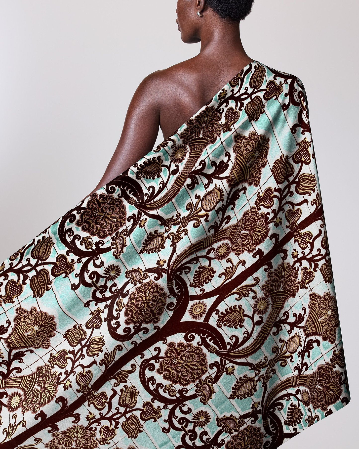 One-shoulder wrap dress vibrant mint wax glitterglam