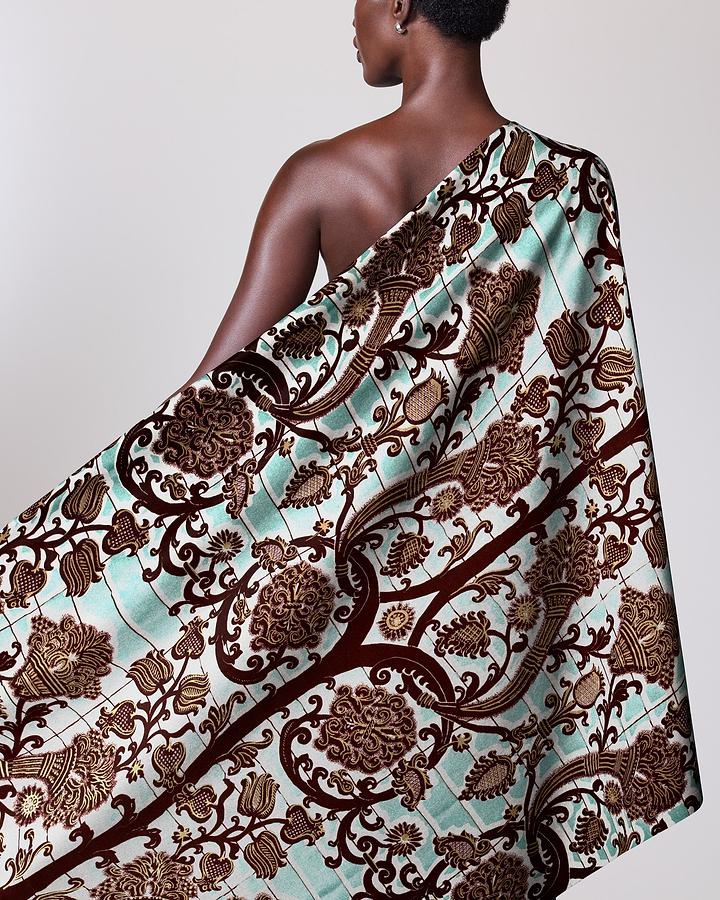 One-shoulder wrap dress vibrant mint wax glitterglam