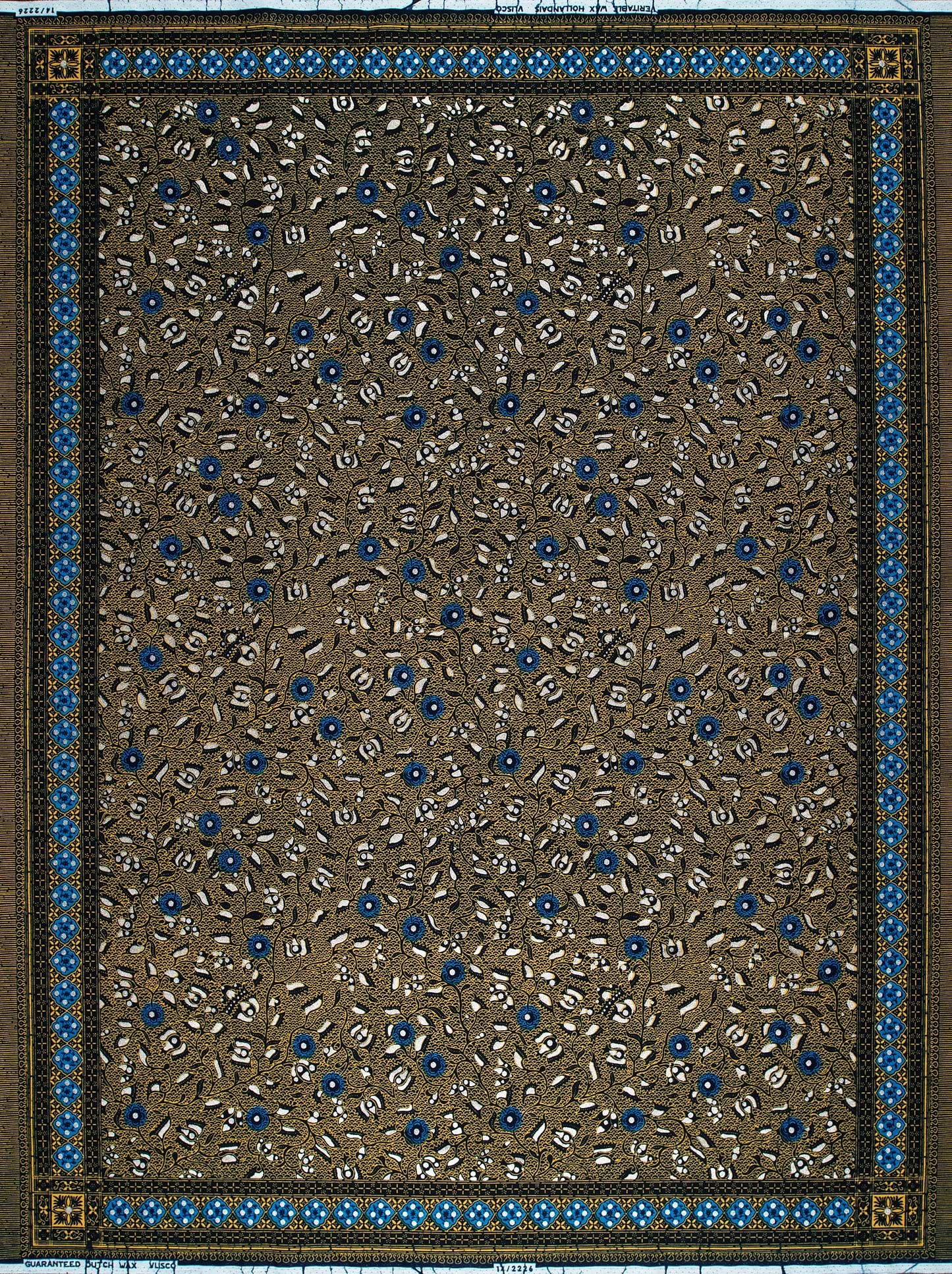 Brown fabric pattern white blue wax hollandais vl02226.013
