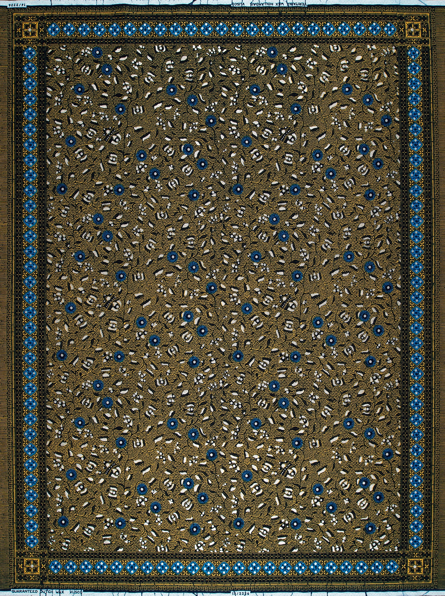 Brown fabric pattern white blue wax hollandais vl02226.013