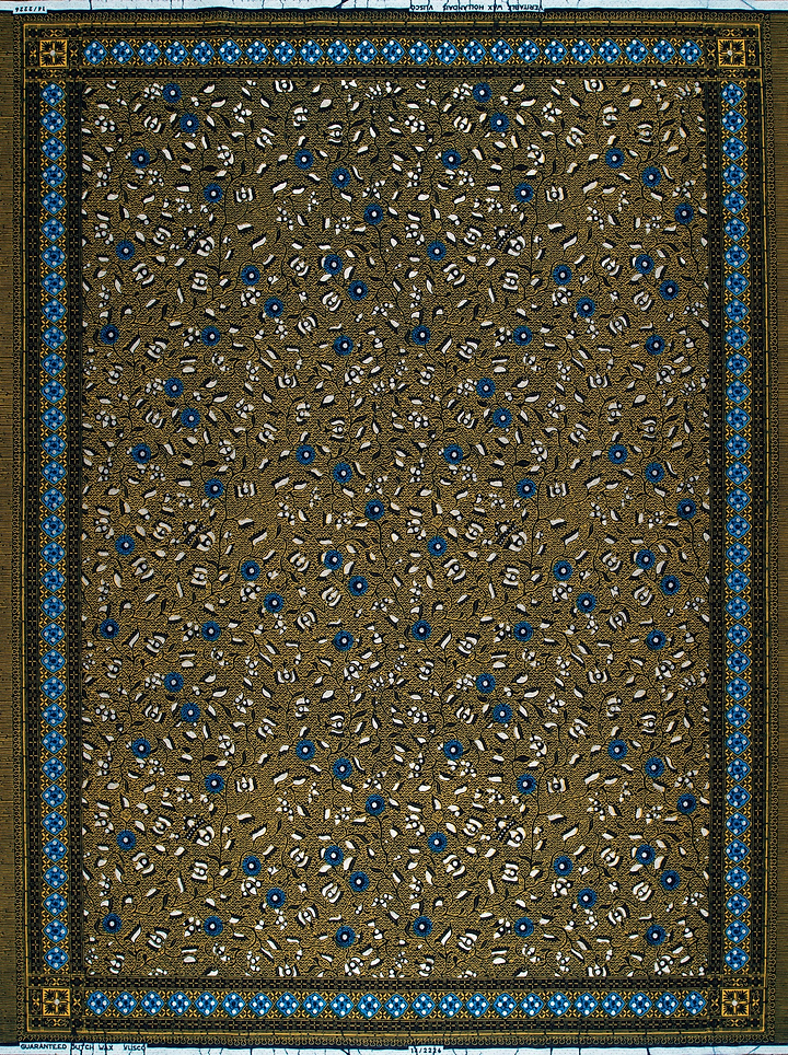Brown fabric pattern white blue wax hollandais vl02226.013