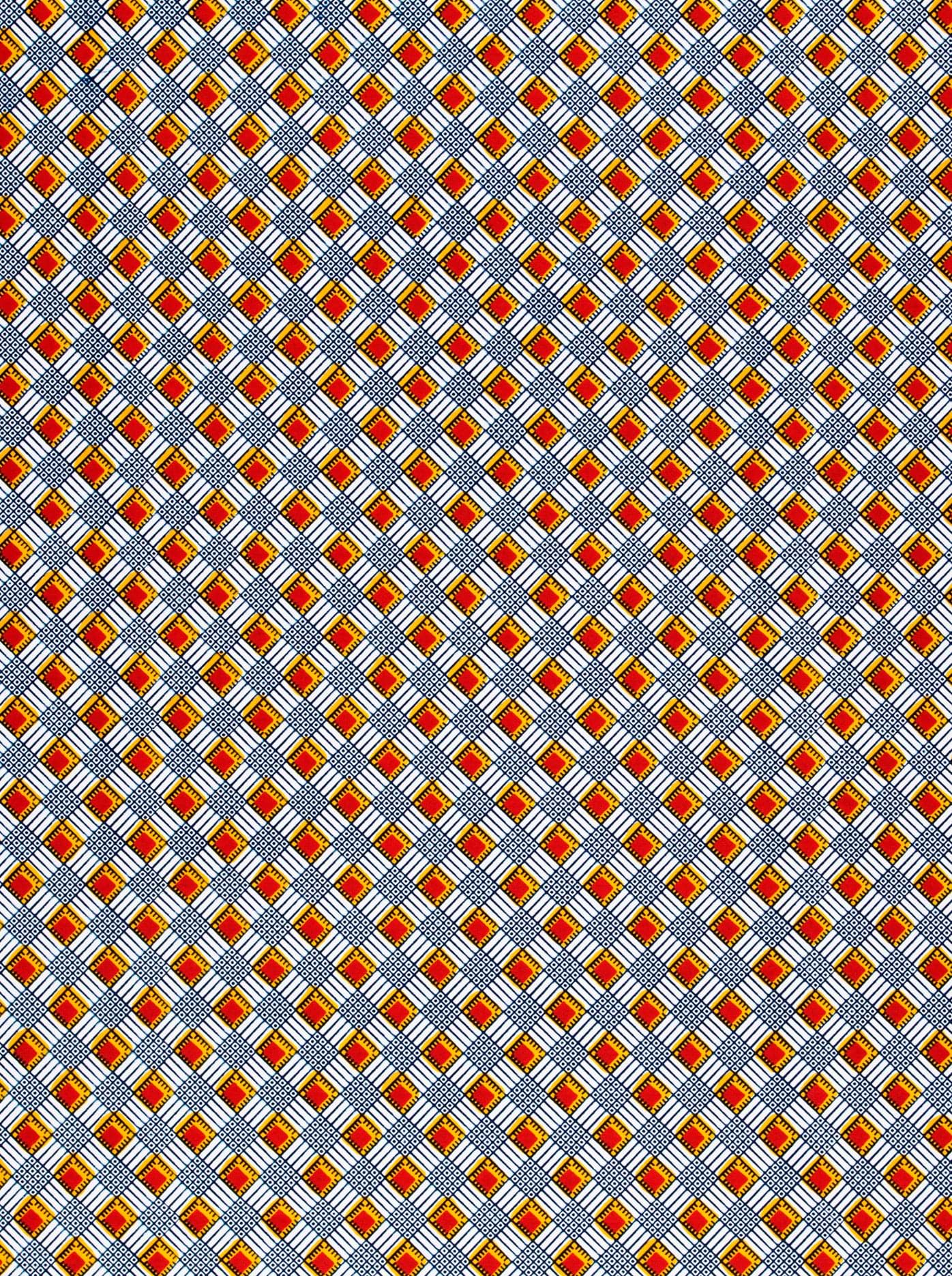 Red gold diamond-patterned fabric blue-gray wax hollandais vl02316.105